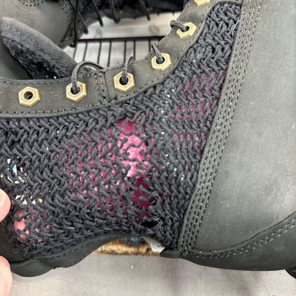 Timberland A13R1 Women's Black Leather Open Weave Ankle Combat Boots Size 8.5 - Picture 9 of 11
